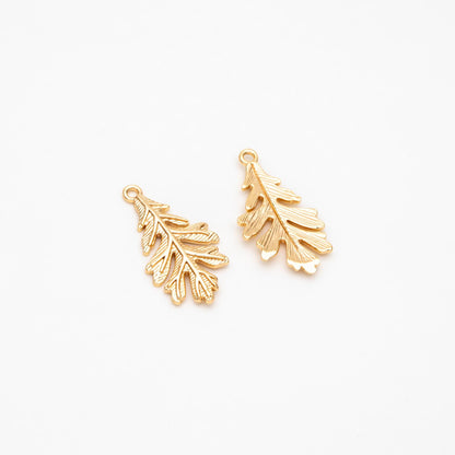 10pcs Gold Oak Tree Leaf Charm, Earring Findings, Jewelry Making, Diy Material, Jewelry Supplies (GB-214-A)