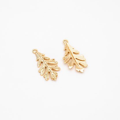 10pcs Gold Oak Tree Leaf Charm, Earring Findings, Jewelry Making, Diy Material, Jewelry Supplies (GB-214-A)