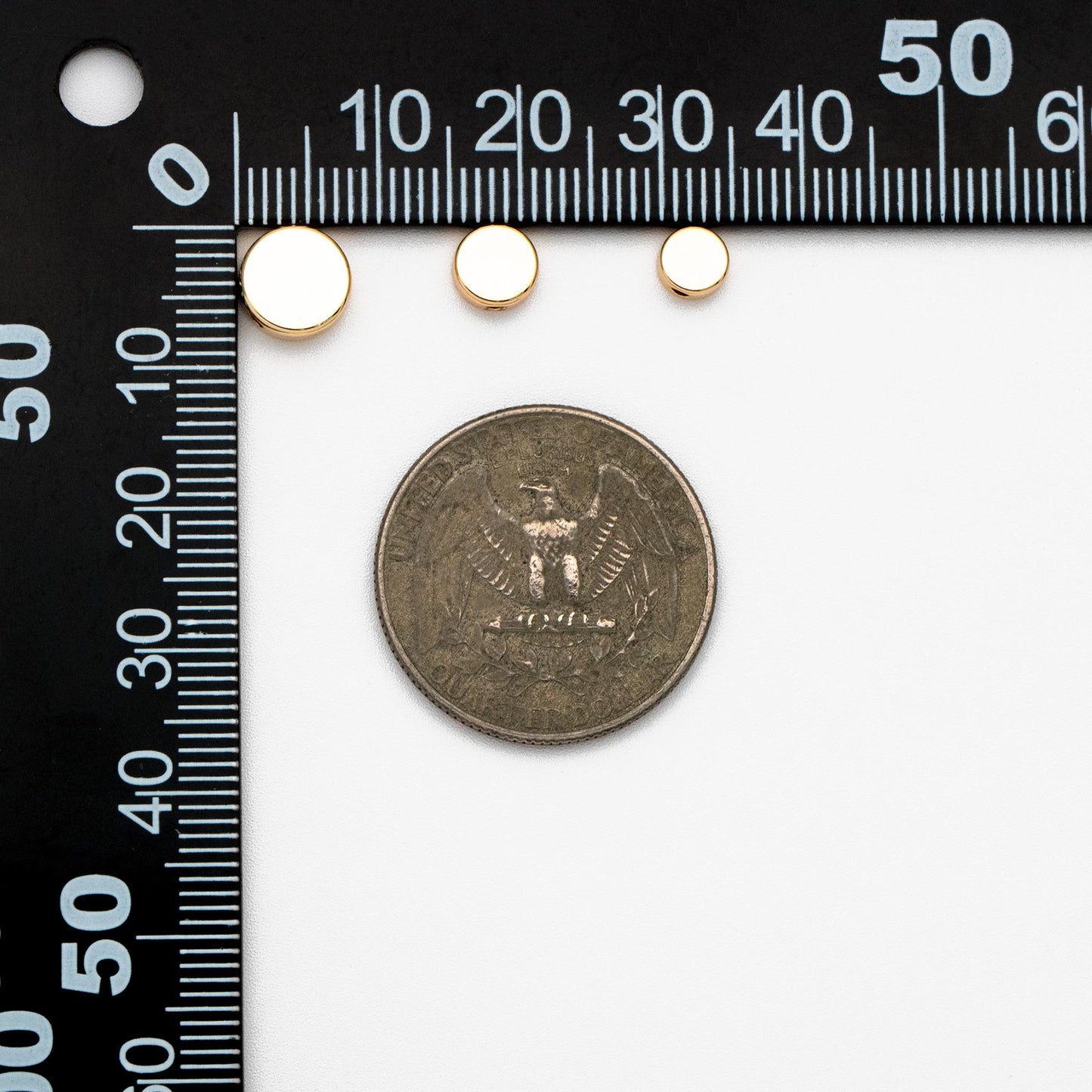 10pcs Gold Round Coin Spacer Beads 5/ 6/ 8mm, Real Gold plated Brass Rondelle Beads, Lead Nickel Free (GB-477)