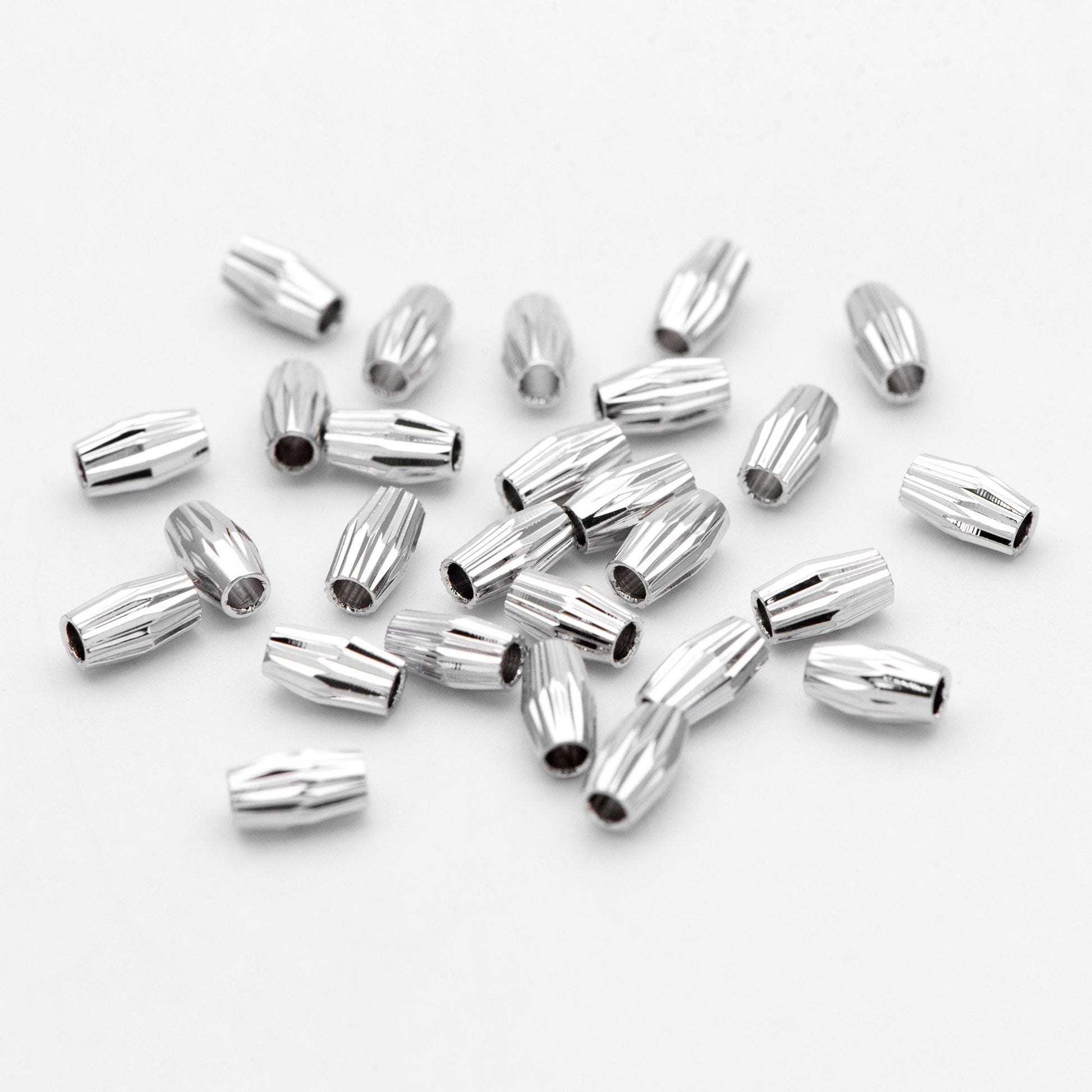 20pcs Gold/ Silver tone Oval Beads 6x3.5mm, Real Gold/ Rhodium plated Brass Tube Spacers (GB-715)