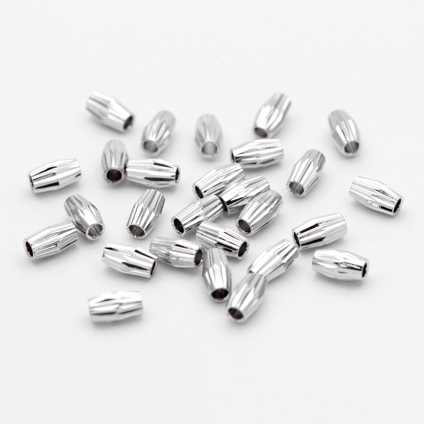 20pcs Gold/ Silver tone Oval Beads 6x3.5mm, Real Gold/ Rhodium plated Brass Tube Spacers (GB-715)