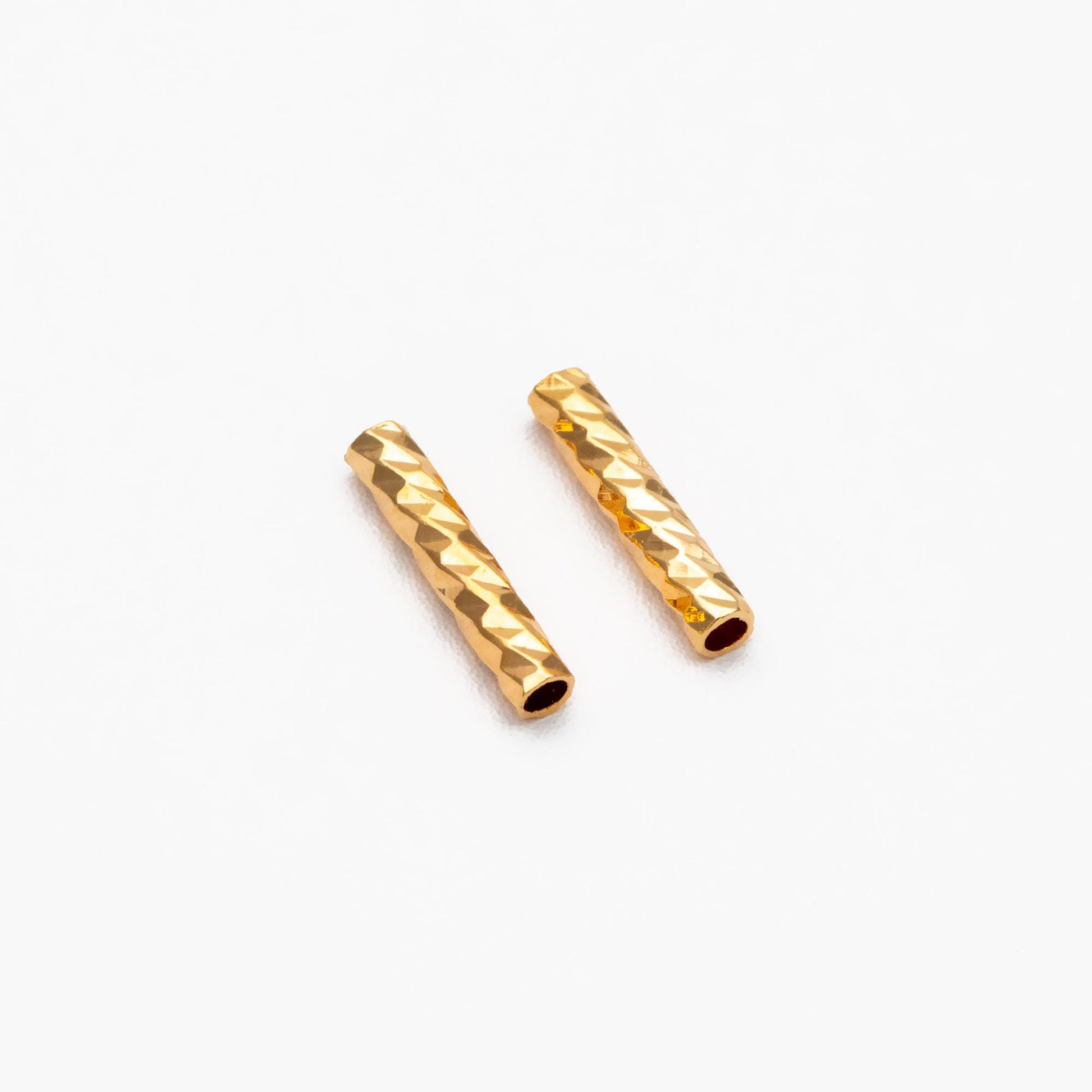 50pcs Gold/ Silver Tube Beads 10x2mm, Gold/ Rhodium plated Brass, Straight Tube Spacers (GB-2699)