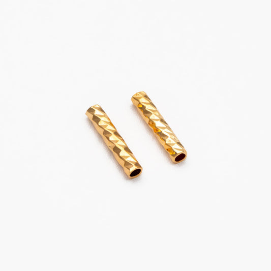 50pcs Gold/ Silver Tube Beads 10x2mm, Gold/ Rhodium plated Brass, Straight Tube Spacers (GB-2699)