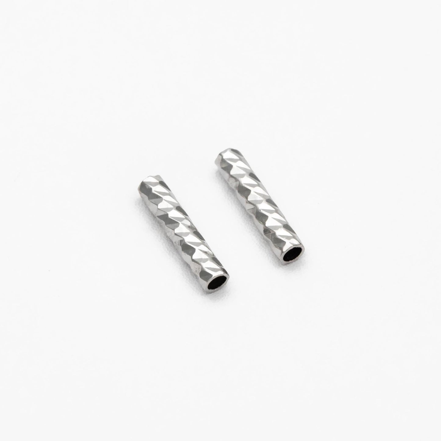 50pcs Gold/ Silver Tube Beads 10x2mm, Gold/ Rhodium plated Brass, Straight Tube Spacers (GB-2699)