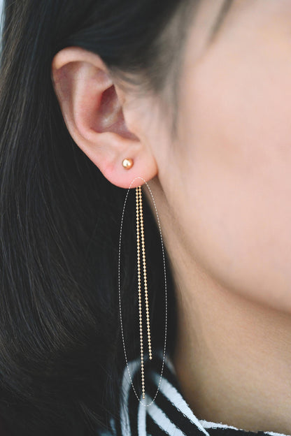 10pcs Gold/ Silver Tone Ear Back Stoppers, Earring Nuts with Long Tassel Chain 90mm, Earring Component Findings (GB-245-D)