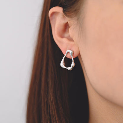 10pcs Gold/ Silver Irregular Oval Earrings, 18K Gold/ Rhodium plated Brass, Hoop Stud Earrings (GB-4479)