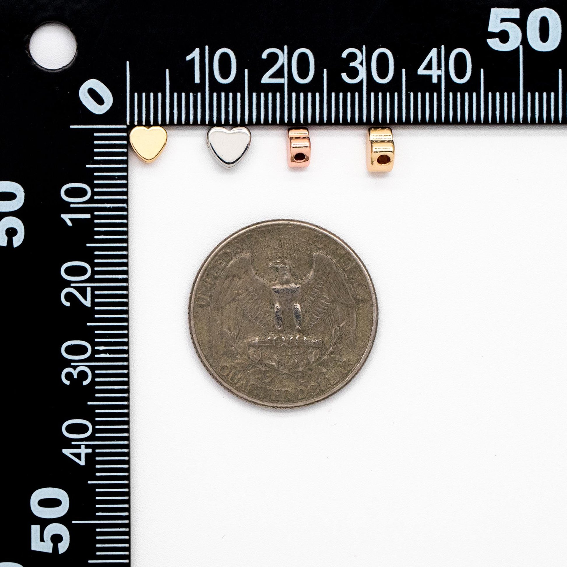 10pcs Gold/ Silver/ Rose Gold Heart Spacer Beads 5/ 6mm, 18K Real Gold/ Rhodium plated Brass, Jewelry Making Supplies Wholesale (GB-015)