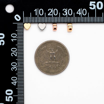 10pcs Gold/ Silver/ Rose Gold Heart Spacer Beads 5/ 6mm, 18K Real Gold/ Rhodium plated Brass, Jewelry Making Supplies Wholesale (GB-015)