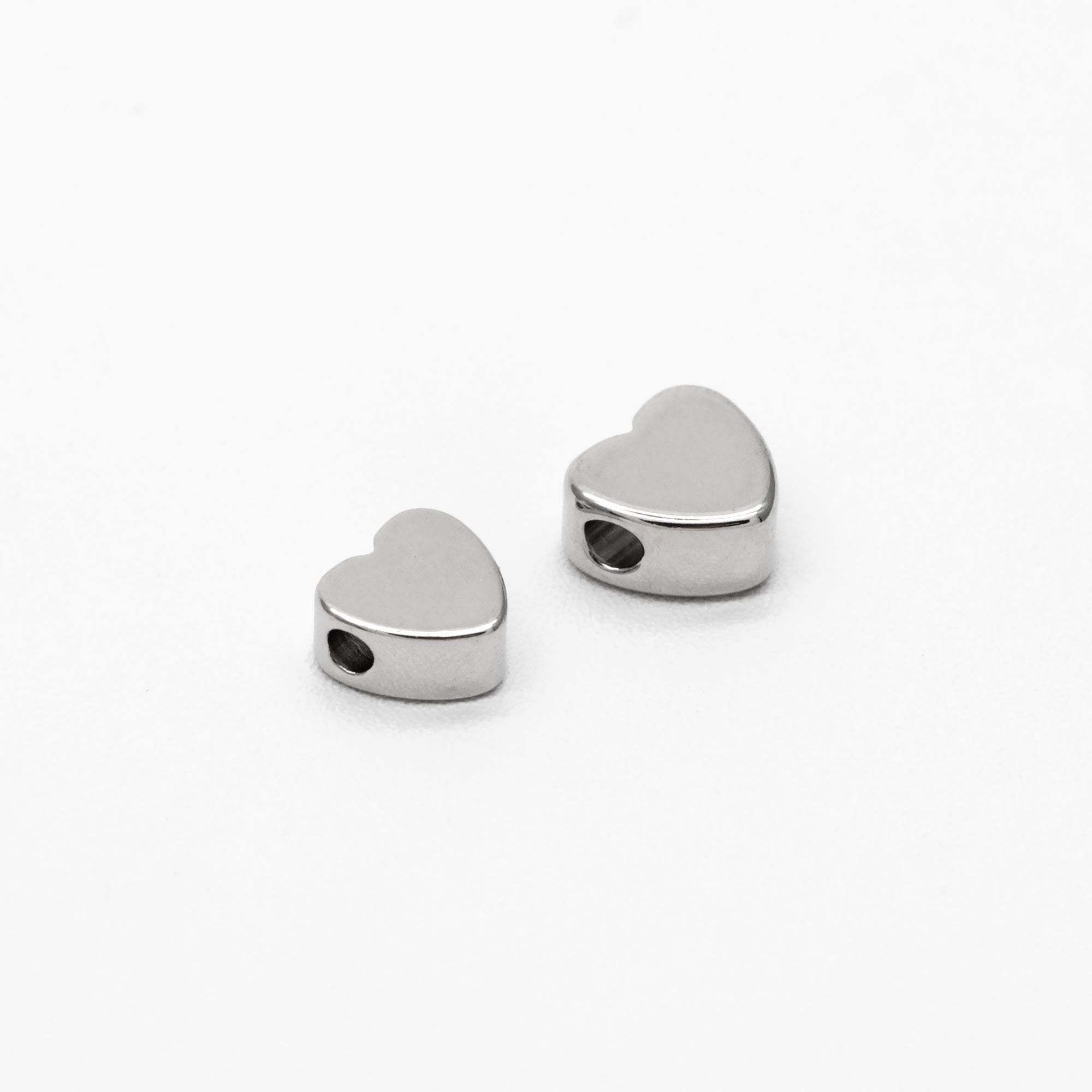 10pcs Gold/ Silver/ Rose Gold Heart Spacer Beads 5/ 6mm, 18K Real Gold/ Rhodium plated Brass, Jewelry Making Supplies Wholesale (GB-015)