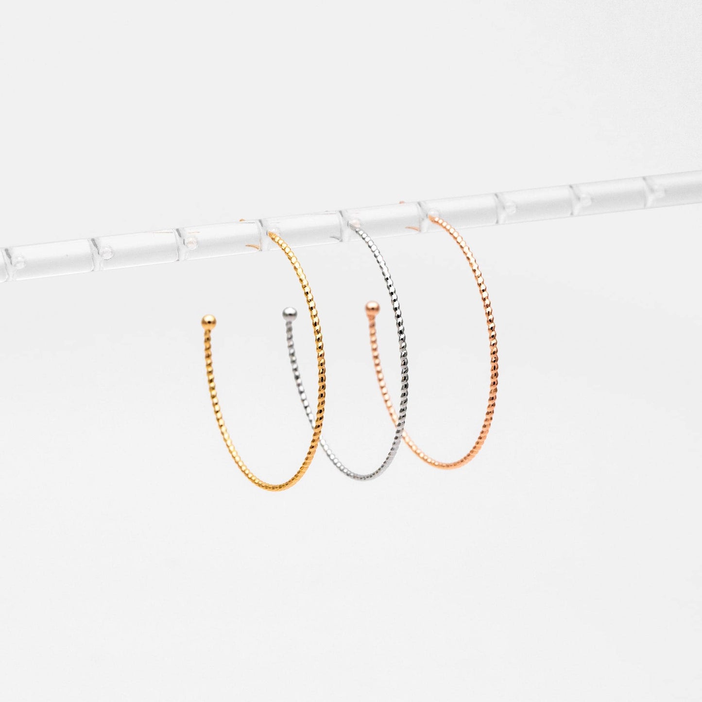 10pcs Large Circle Stud Earrings, Gold/ Rhodium plated Geometric Hoop Earring, 40/ 48mm (GB-1261)