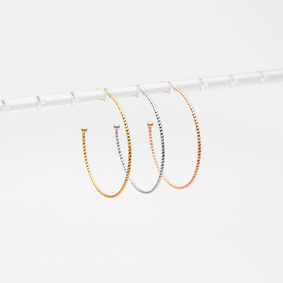 10pcs Large Circle Stud Earrings, Gold/ Rhodium plated Geometric Hoop Earring, 40/ 48mm (GB-1261)