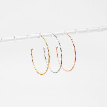 10pcs Large Circle Stud Earrings, Gold/ Rhodium plated Geometric Hoop Earring, 40/ 48mm (GB-1261)