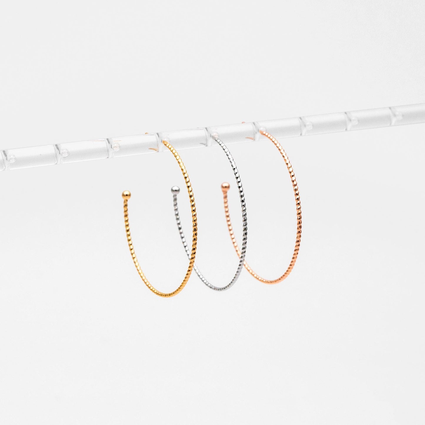 10pcs Gold/ Silver Earring Hoop, Geometric Round Ring Stud Earring, Circle Size 40/ 43/ 48mm (GB-1261)