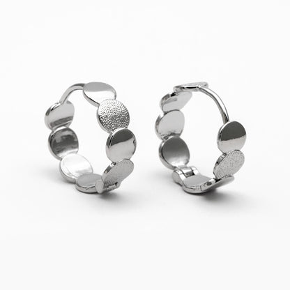 4pcs Gold/ Silver Round Disc Hoop Earrings , Gold/ Rhodium plated Brass Huggie Earrings 15mm, Minimalist Circle Earrings (GB-3530)