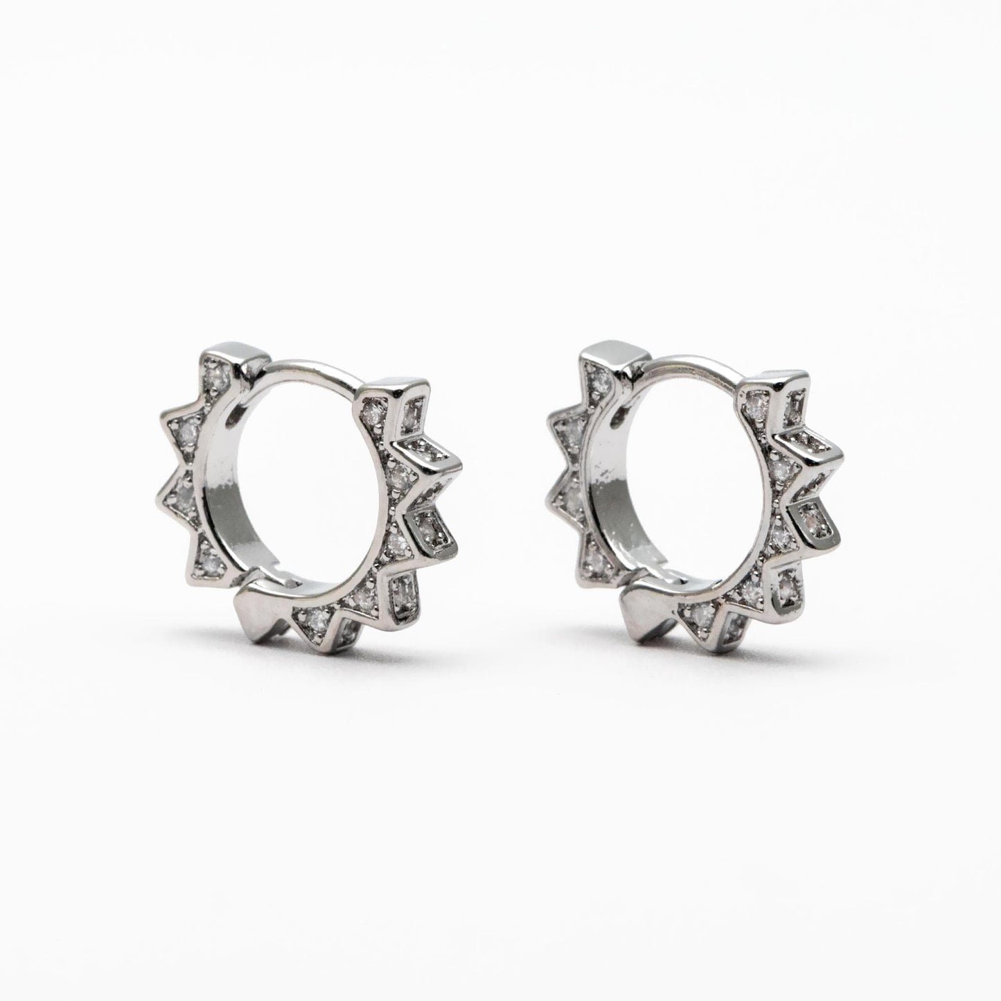 4pcs CZ Pave Gold/ Silver Sun Hoop Earrings, Dainty Huggie Earrings, Minimalist Earring, Hoops Earring (GB-3826-A)