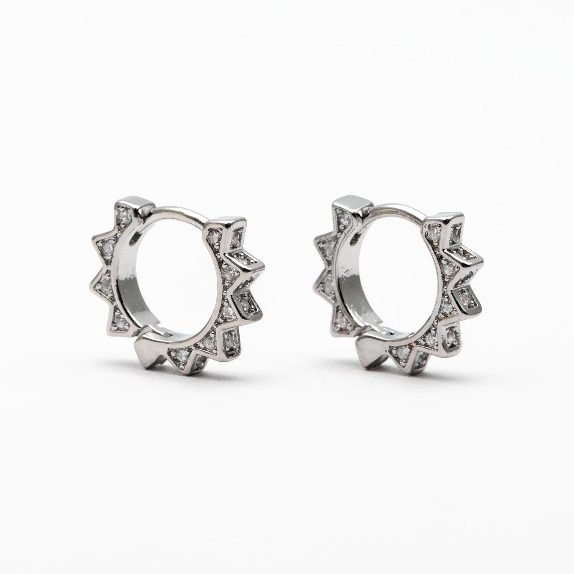 4pcs CZ Pave Gold/ Silver Sun Hoop Earrings, Dainty Huggie Earrings, Minimalist Earring, Hoops Earring (GB-3826-A)