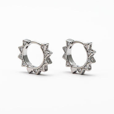 4pcs CZ Pave Gold/ Silver Sun Hoop Earrings, Dainty Huggie Earrings, Minimalist Earring, Hoops Earring (GB-3826-A)
