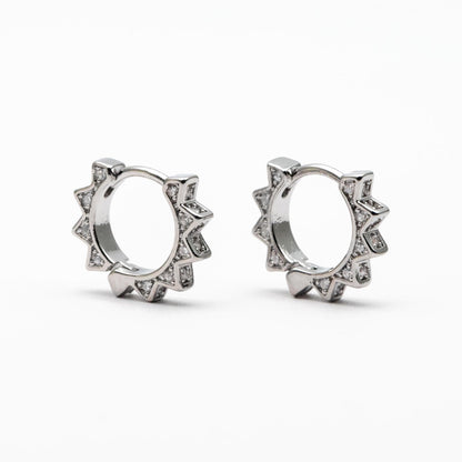 4pcs CZ Pave Gold/ Silver Sun Hoop Earrings, Dainty Huggie Earrings, Minimalist Earring, Hoops Earring (GB-3826-A)