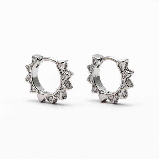 4pcs CZ Pave Gold/ Silver Sun Hoop Earrings, Dainty Huggie Earrings, Minimalist Earring, Hoops Earring (GB-3826-A)