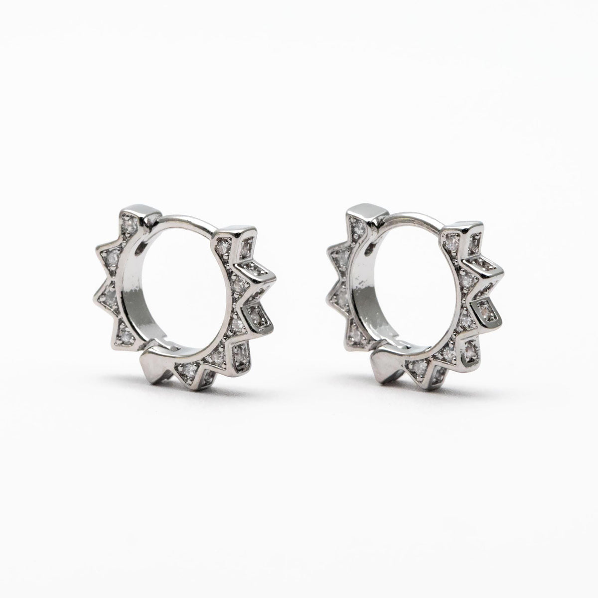 4pcs CZ Pave Gold/ Silver Sun Hoop Earrings, Dainty Huggie Earrings, Minimalist Earring, Hoops Earring (GB-3826-A)