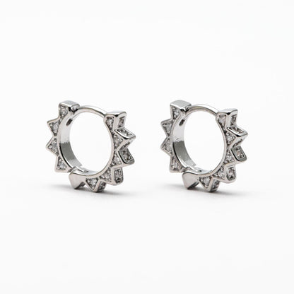 4pcs CZ Pave Gold/ Silver Sun Hoop Earrings, Dainty Huggie Earrings, Minimalist Earring, Hoops Earring (GB-3826-A)