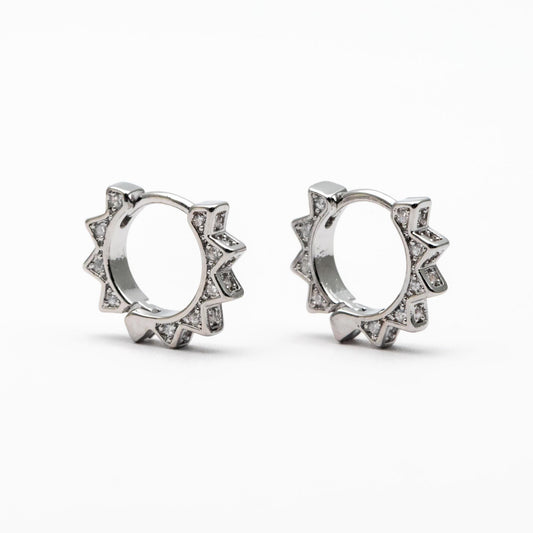4pcs CZ Pave Gold/ Silver Sun Hoop Earrings, Dainty Huggie Earrings, Minimalist Earring, Hoops Earring (GB-3826-A)
