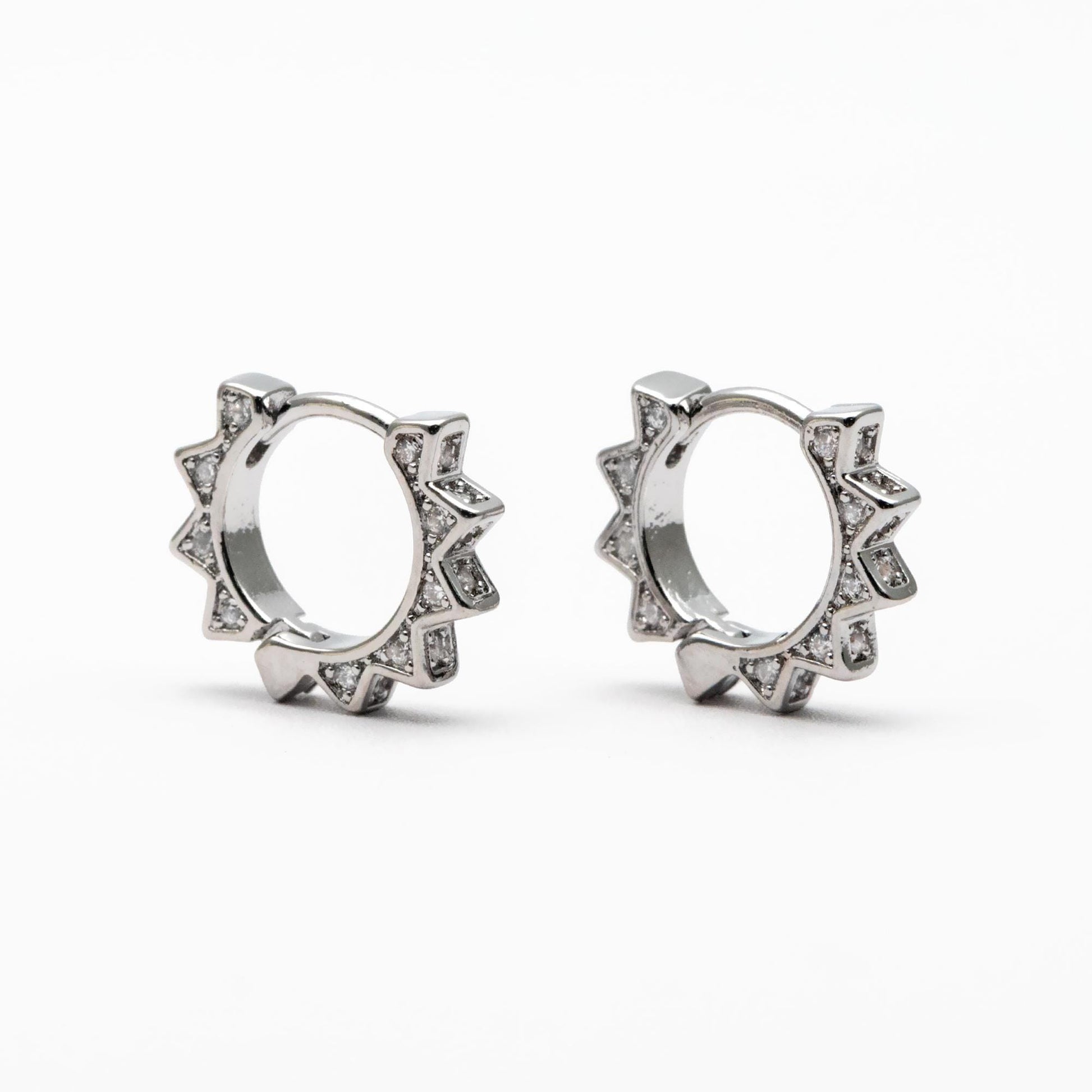 4pcs CZ Pave Gold/ Silver Sun Hoop Earrings, Dainty Huggie Earrings, Minimalist Earring, Hoops Earring (GB-3826-A)