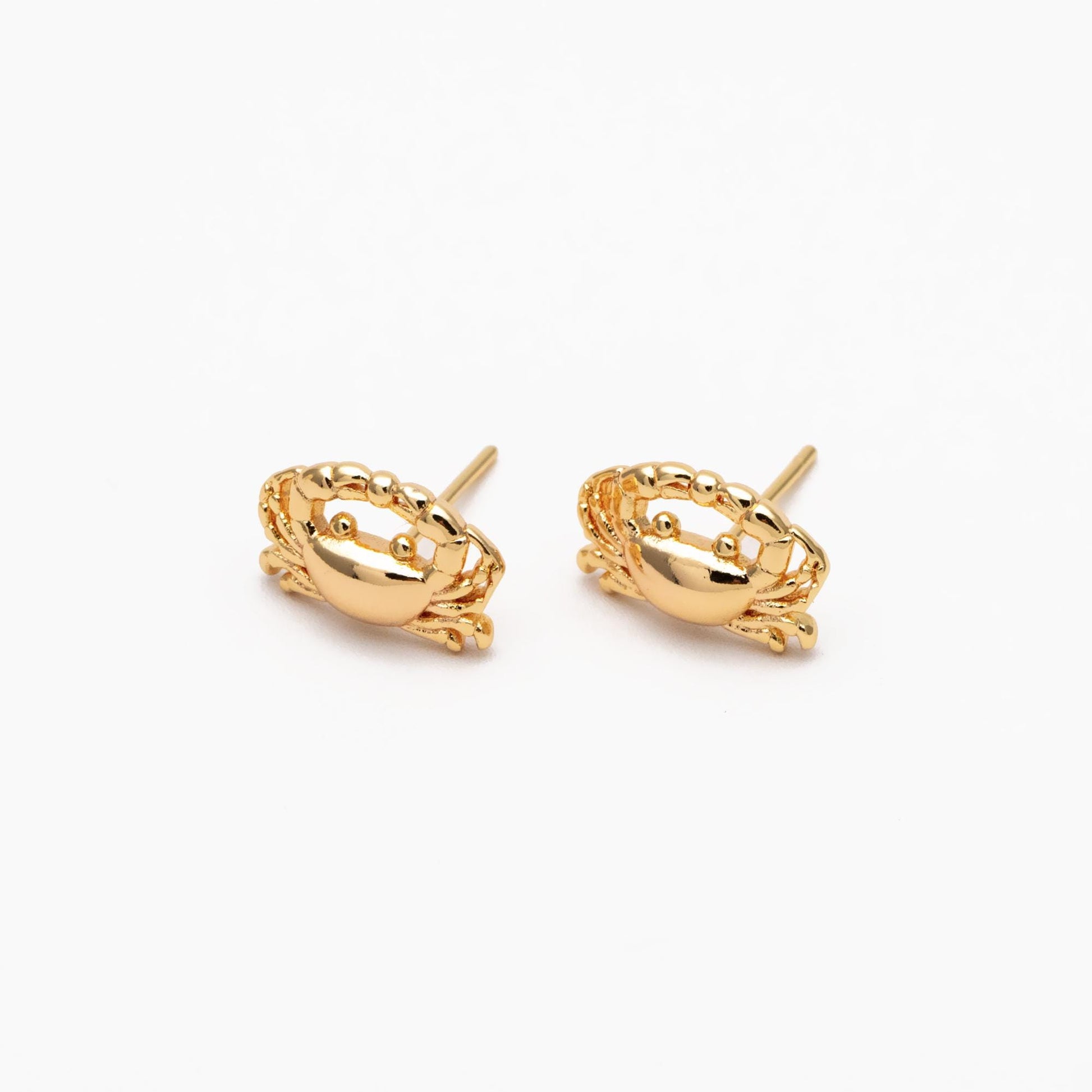 10pcs Gold/ Silver Tone Crab Earrings, 18K Real Gold/ Rhodium plated Brass, Dianty Crab Stud Earrings (GB-4566)