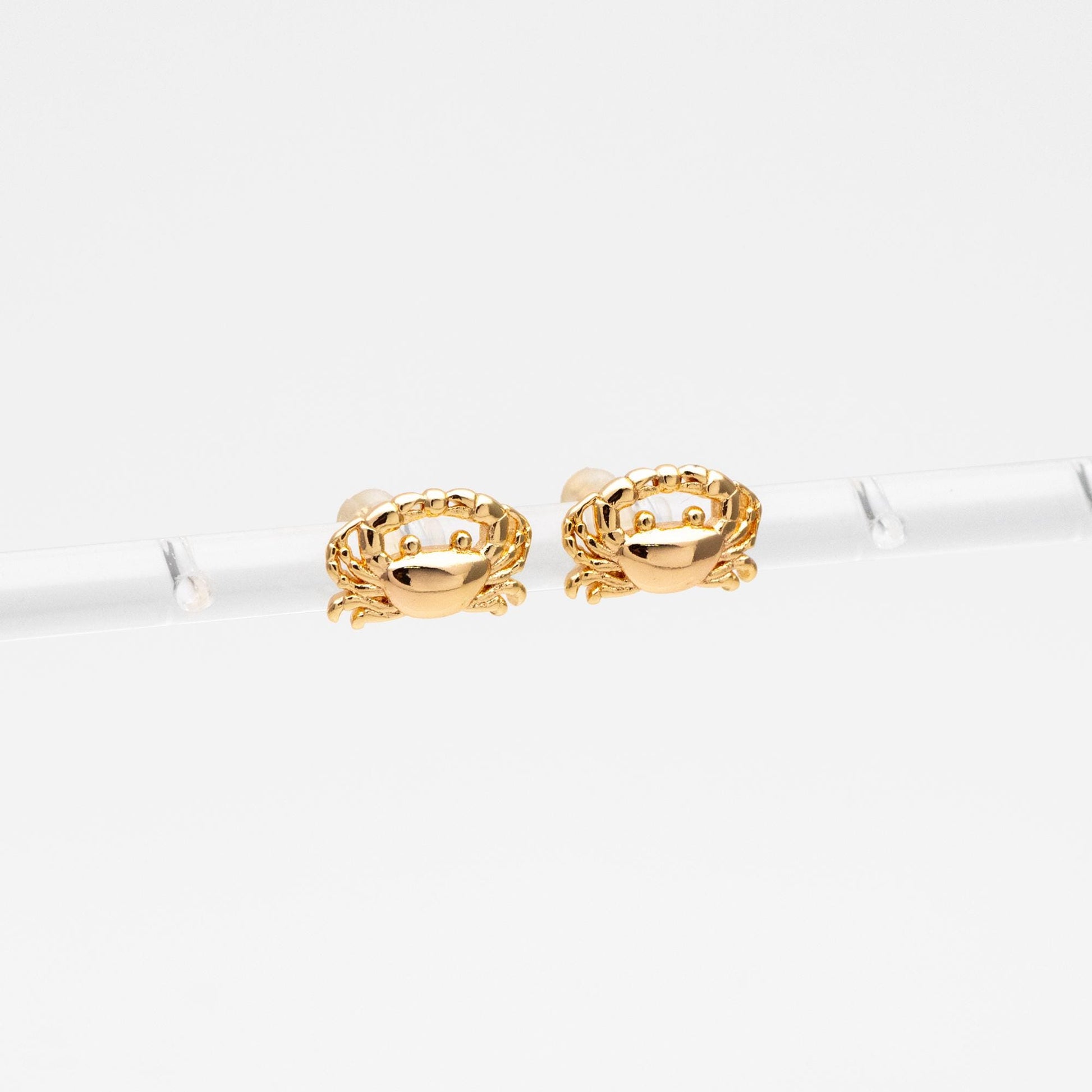 10pcs Gold/ Silver Tone Crab Earrings, 18K Real Gold/ Rhodium plated Brass, Dianty Crab Stud Earrings (GB-4566)
