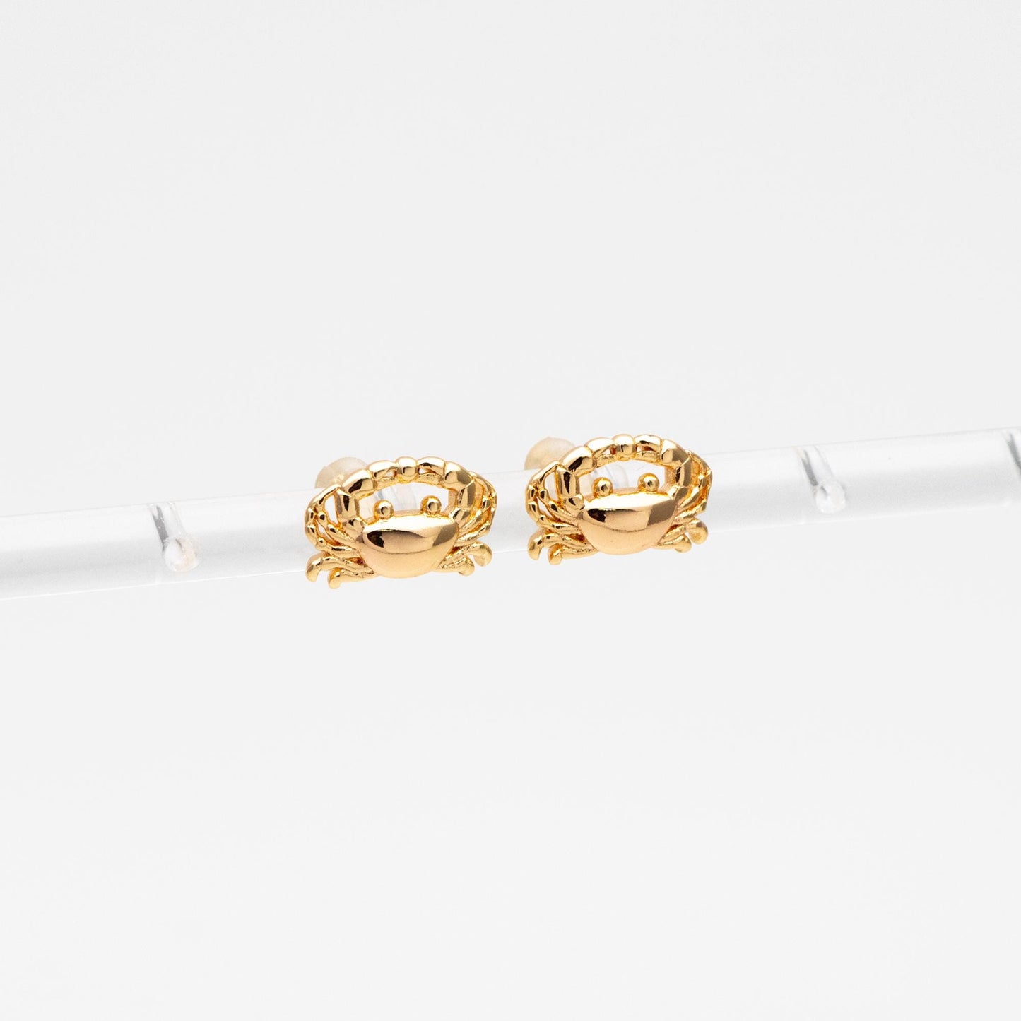 10pcs Gold/ Silver Tone Crab Earrings, 18K Real Gold/ Rhodium plated Brass, Dianty Crab Stud Earrings (GB-4566)