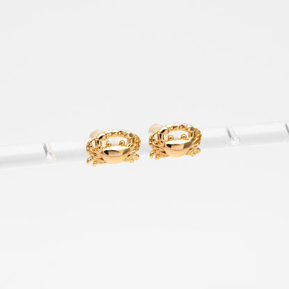 10pcs Gold/ Silver Tone Crab Earrings, 18K Real Gold/ Rhodium plated Brass, Dianty Crab Stud Earrings (GB-4566)