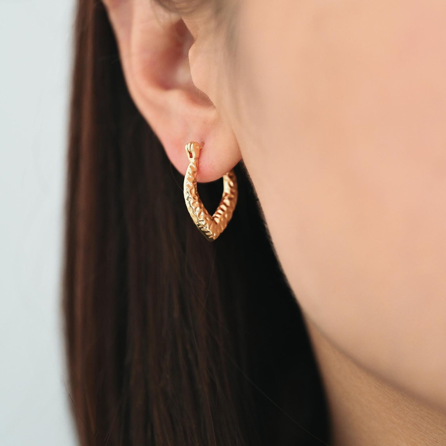 4pcs Gold/ Silver Tone Hammered Earrings, 18K Gold/ Rhodium plated Brass, Dainty Hoop Earrings (GB-4489)