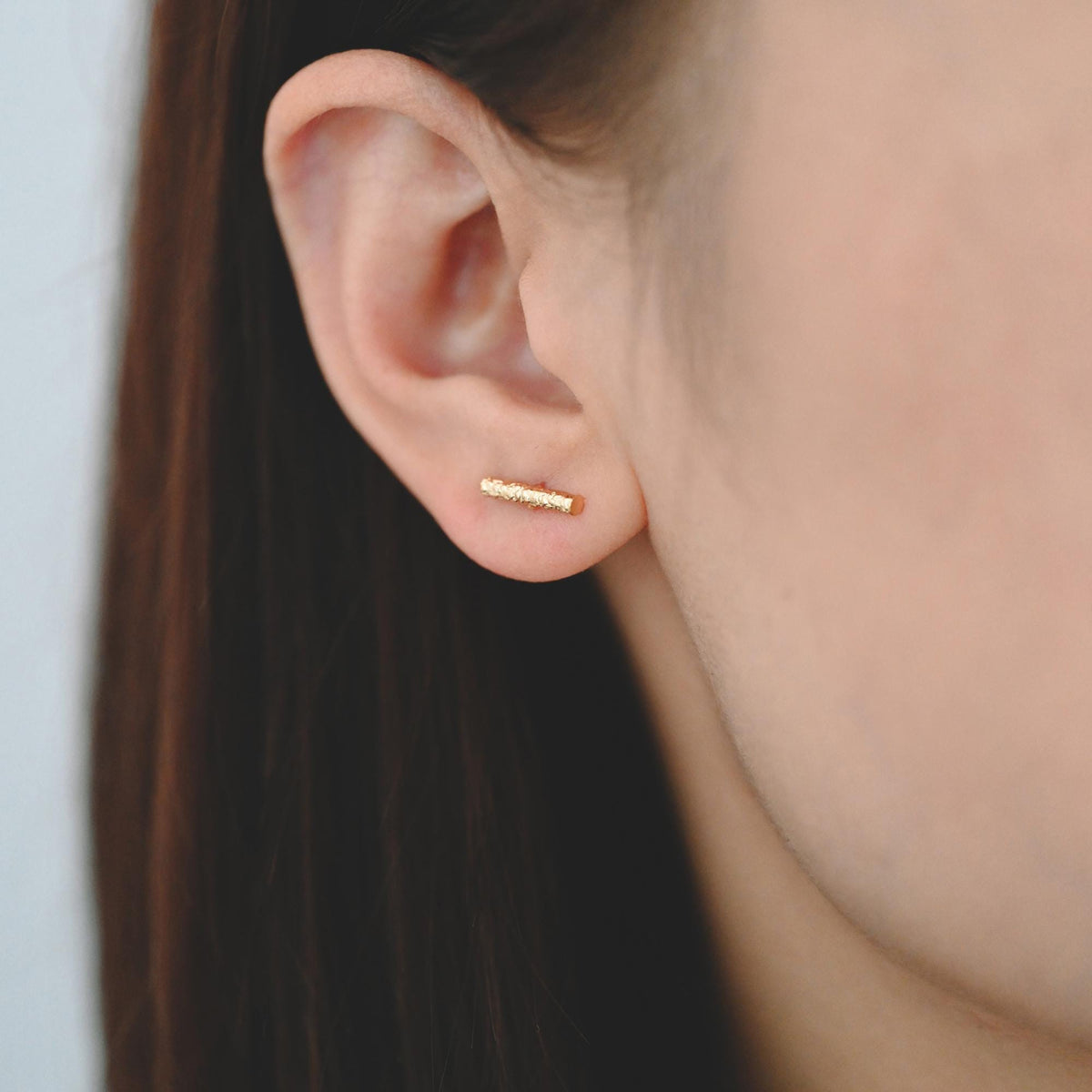 10pcs Gold/ Silver Tone Hammered Bar Earrings, Gold/ Rhodium plated Brass, Stick Stud Earrings (#GB-4491)