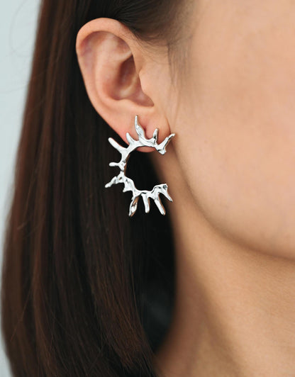 4pcs Gold/ Silver Tone Sun Earrings, 18K Real Gold/ Rhodium Plated Brass, Dainty Stud Earrings (#GB-4499)