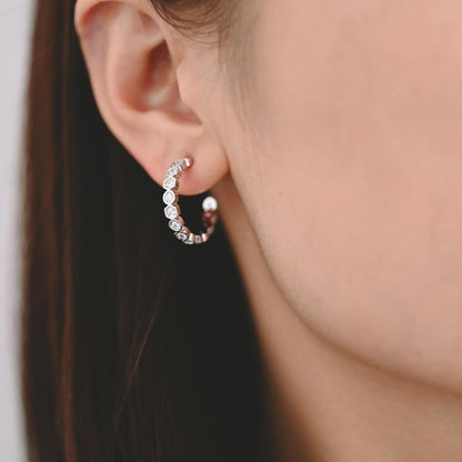 4pcs CZ Pave Gold/ Silver Round Circle Earrings, Gold/ Rhodium plated Brass, Geometric Hoop Stud Earrings (GB-4511)