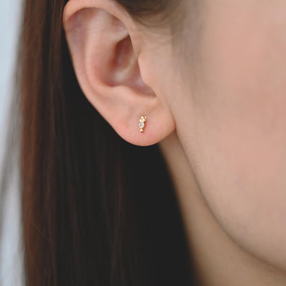 10pcs CZ Pave Gold/ Silver Tiny Marquise Earrings, Gold/ Rhodium Plated Brass, Tiny Stud Earrings (GB-4514)