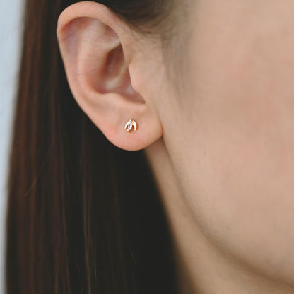 10pcs Gold/ Silver Tone Moon and Marquise CZ Earrings, Real Gold/ Rhodium Plated Brass Minimalist Stud Earrings (#GB-3041-B)