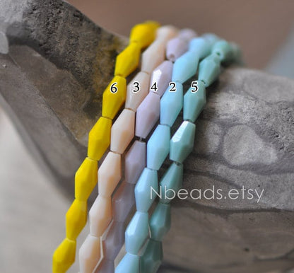 Rice Oval Faceted Crystal Glass beads 4x8mm Long Bicone Beads-(SG-04)/ 70pcs