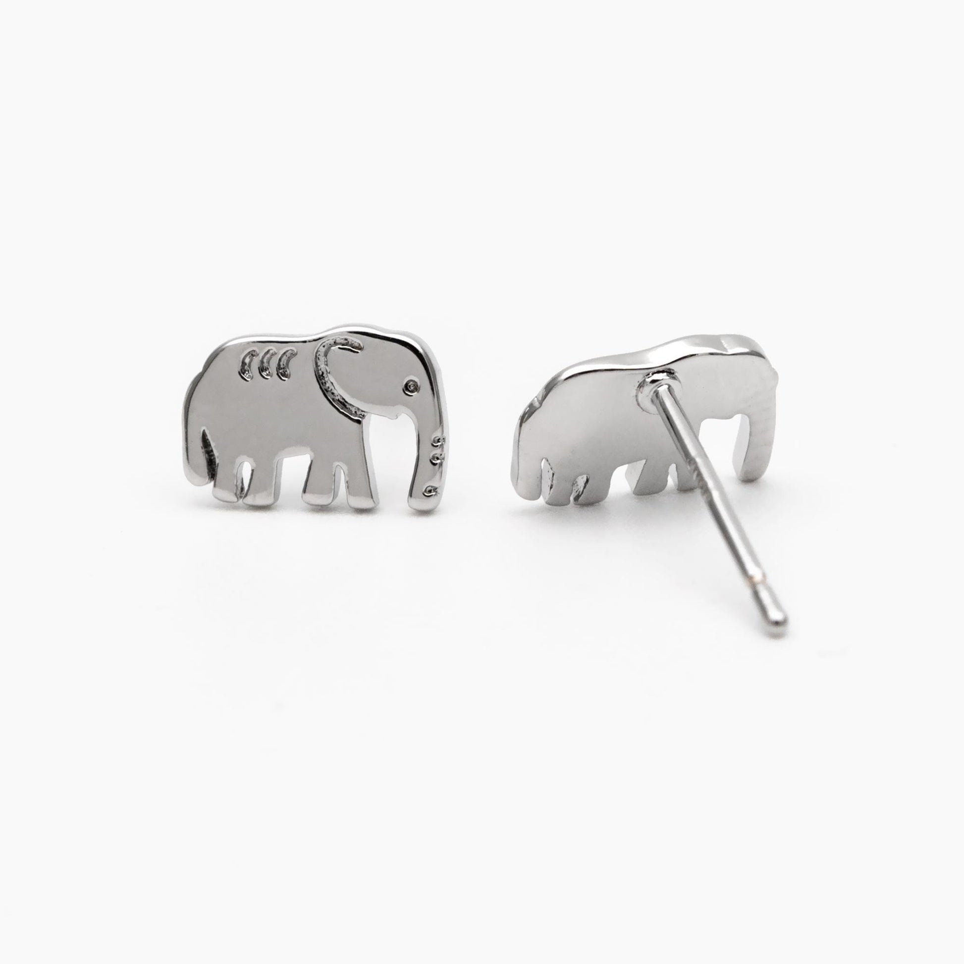 10pcs Gold/ Silver Elephant Ear posts 6x9mm, Gold/ Rhodium Plated Brass Minimalist Stud Earrings (GB-3309)