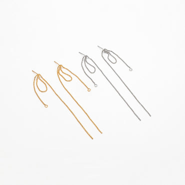 4pcs Gold/ Silver Tone Tassel Earring with Loop, 18K Gold/ Rhodium plated Brass, Tassel Stud Earring, Dangling Earrings (GB-4584)