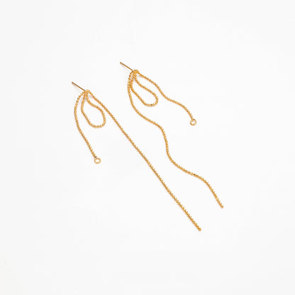 4pcs Gold/ Silver Tone Tassel Earring with Loop, 18K Gold/ Rhodium plated Brass, Tassel Stud Earring, Dangling Earrings (GB-4584)