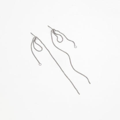 4pcs Gold/ Silver Tone Tassel Earring with Loop, 18K Gold/ Rhodium plated Brass, Tassel Stud Earring, Dangling Earrings (GB-4584)