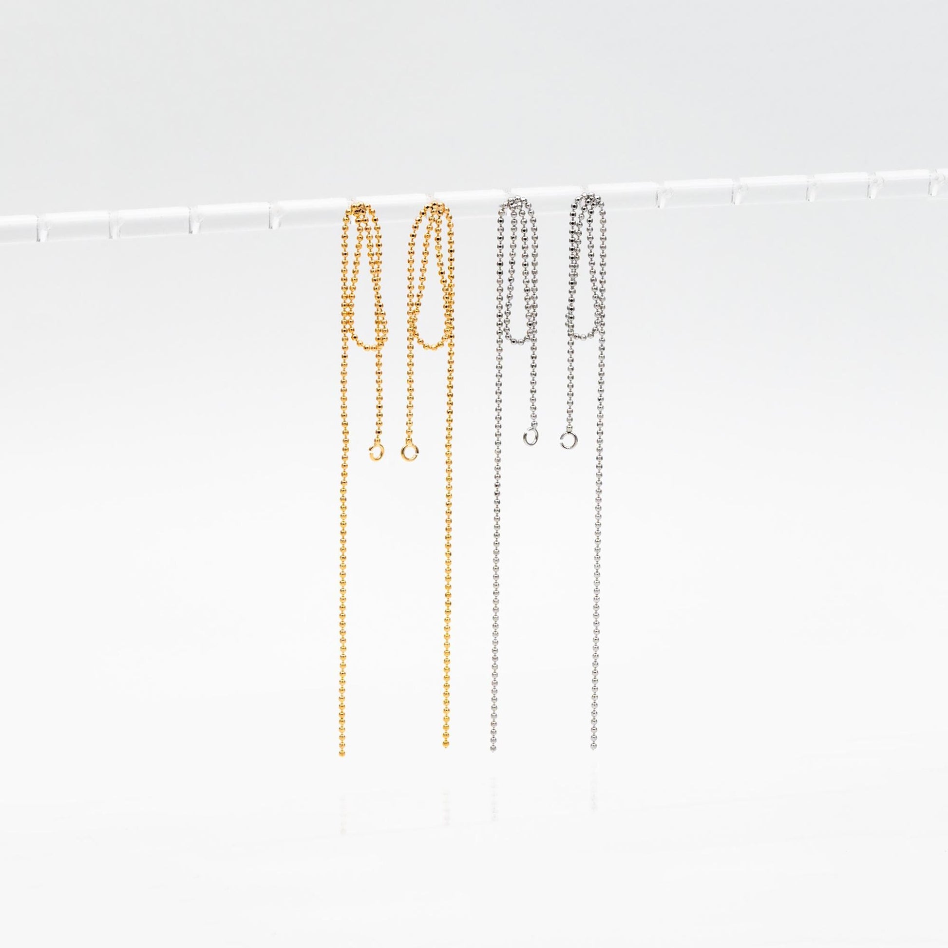 4pcs Gold/ Silver Tone Tassel Earring with Loop, 18K Gold/ Rhodium plated Brass, Tassel Stud Earring, Dangling Earrings (GB-4584)