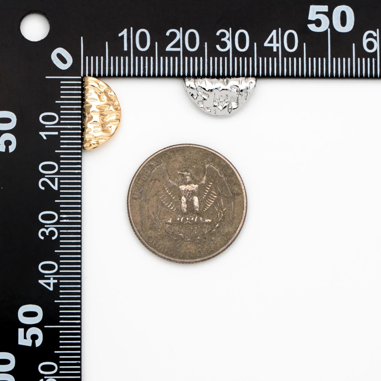 10pcs Gold/ Silver Tone Textured Semi-Circle Spacer Beads, Half Moon Beads, Jewelry Making Supplies Wholesale (GB-4586)