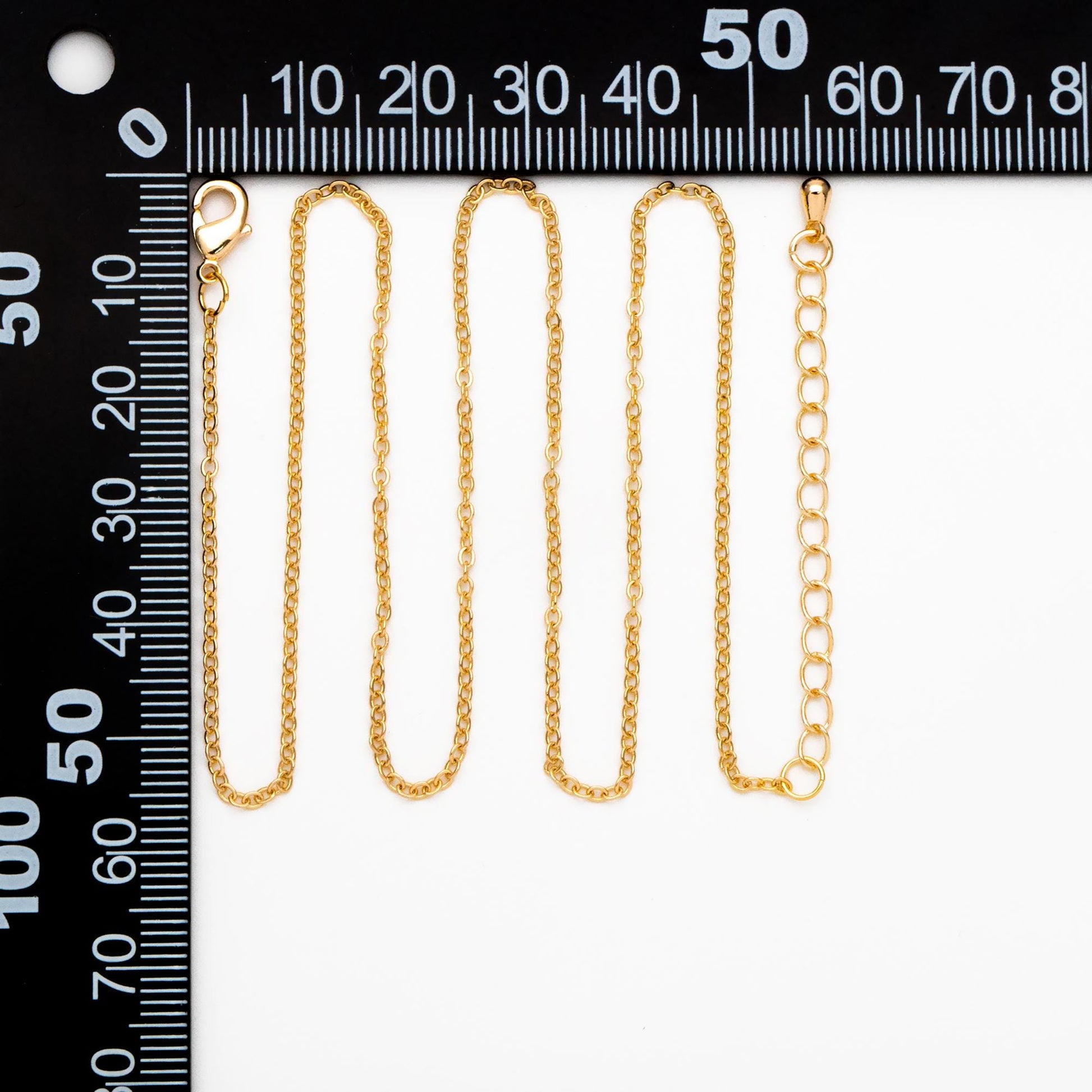 Gold Cable Chains 1.6mm, Finished Bracelet/ Anklet/ Necklace with Extender Chain, Ready to Wear (#LK-106-1.6)