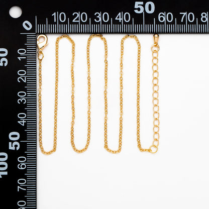 Gold Cable Chains 1.6mm, Finished Bracelet/ Anklet/ Necklace with Extender Chain, Ready to Wear (#LK-106-1.6)