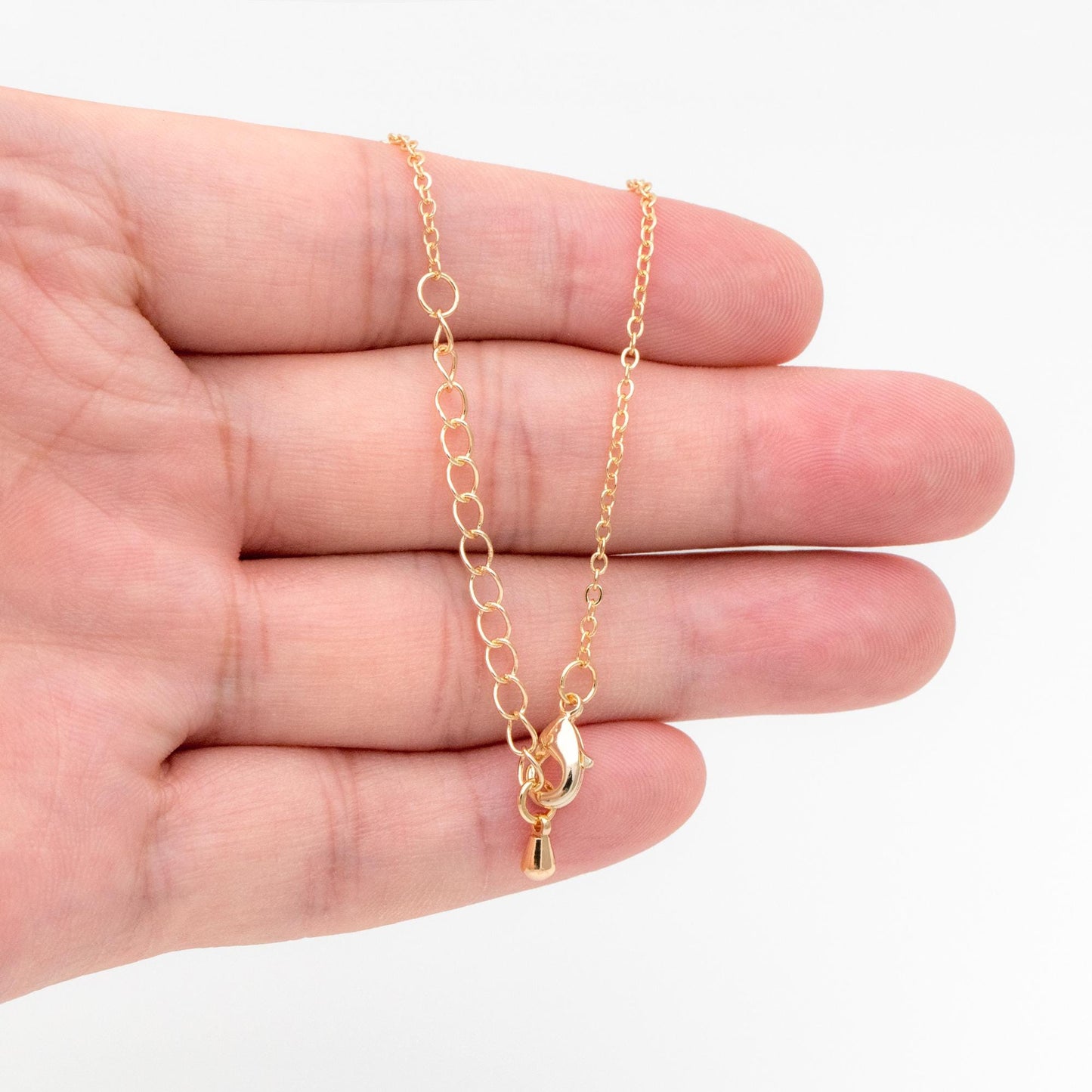 Gold Cable Chains 1.6mm, Finished Bracelet/ Anklet/ Necklace with Extender Chain, Ready to Wear (#LK-106-1.6)