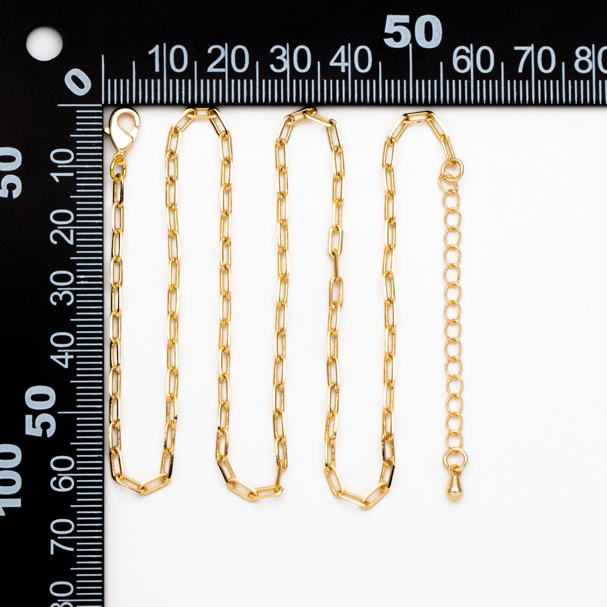 Gold Oval Link Chains 2.4/ 2.8mm, Finished Bracelet/ Anklet/ Necklace with Extender Chain, Ready to Wear (#LK-346)