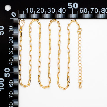 Gold Oval Link Chains 2.4/ 2.8mm, Finished Bracelet/ Anklet/ Necklace with Extender Chain, Ready to Wear (#LK-346)