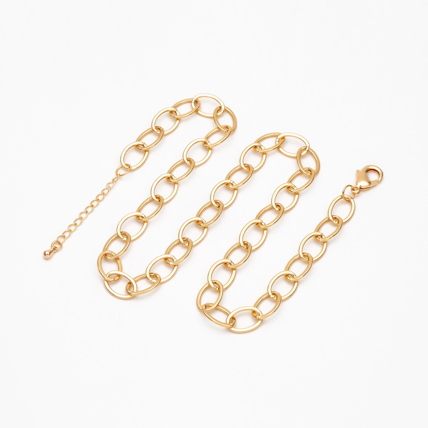 Dainty Gold Oval Link Chains, Finished Bracelet/ Anklet/ Necklace with Extender Chain, Ready to Wear (#LK-351)